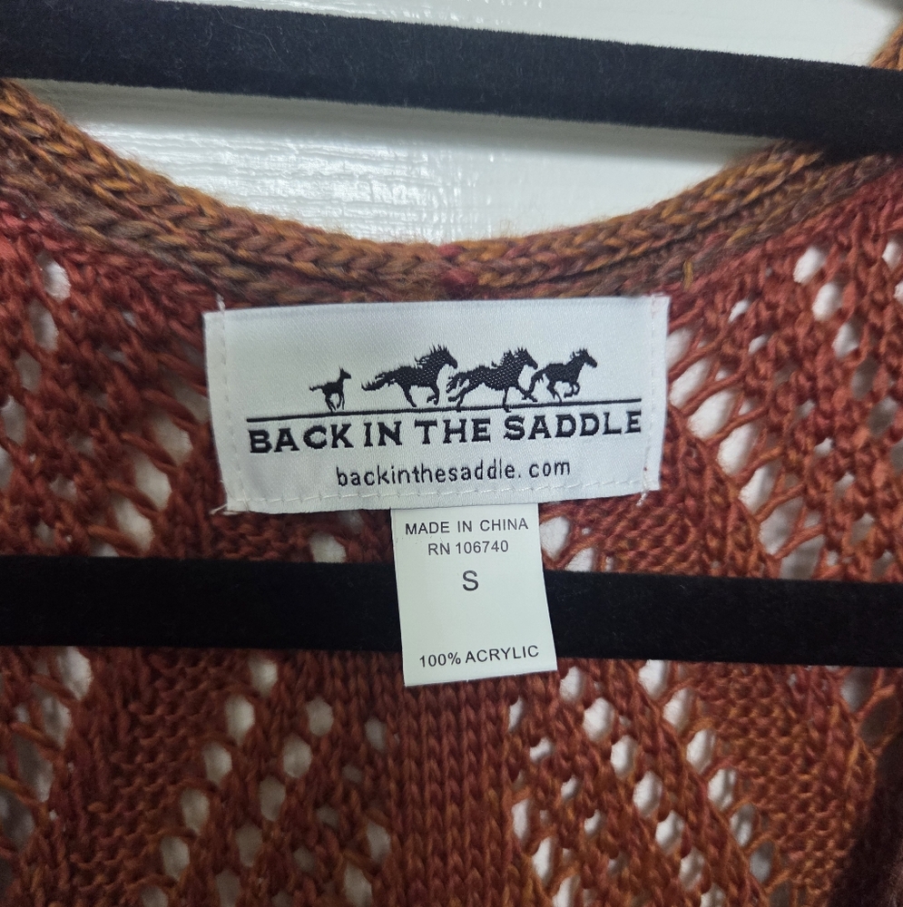 Back In The Saddle Knit Gradient Cardigan Sweater Vest Western Boho Rodeo S - Picture 9 of 10